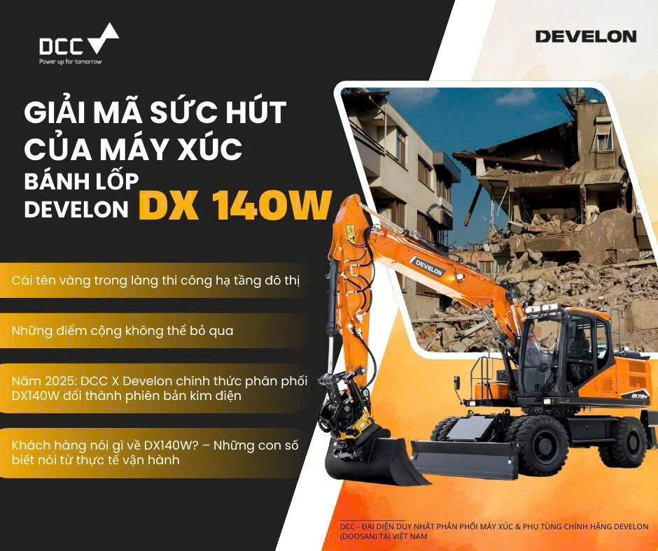 Mua máy xúc Doosan DX140W chính hãng ngay tại Doosan Việt Nam